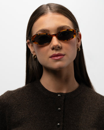 Bianca Classical Havana sunglasses woman wearing