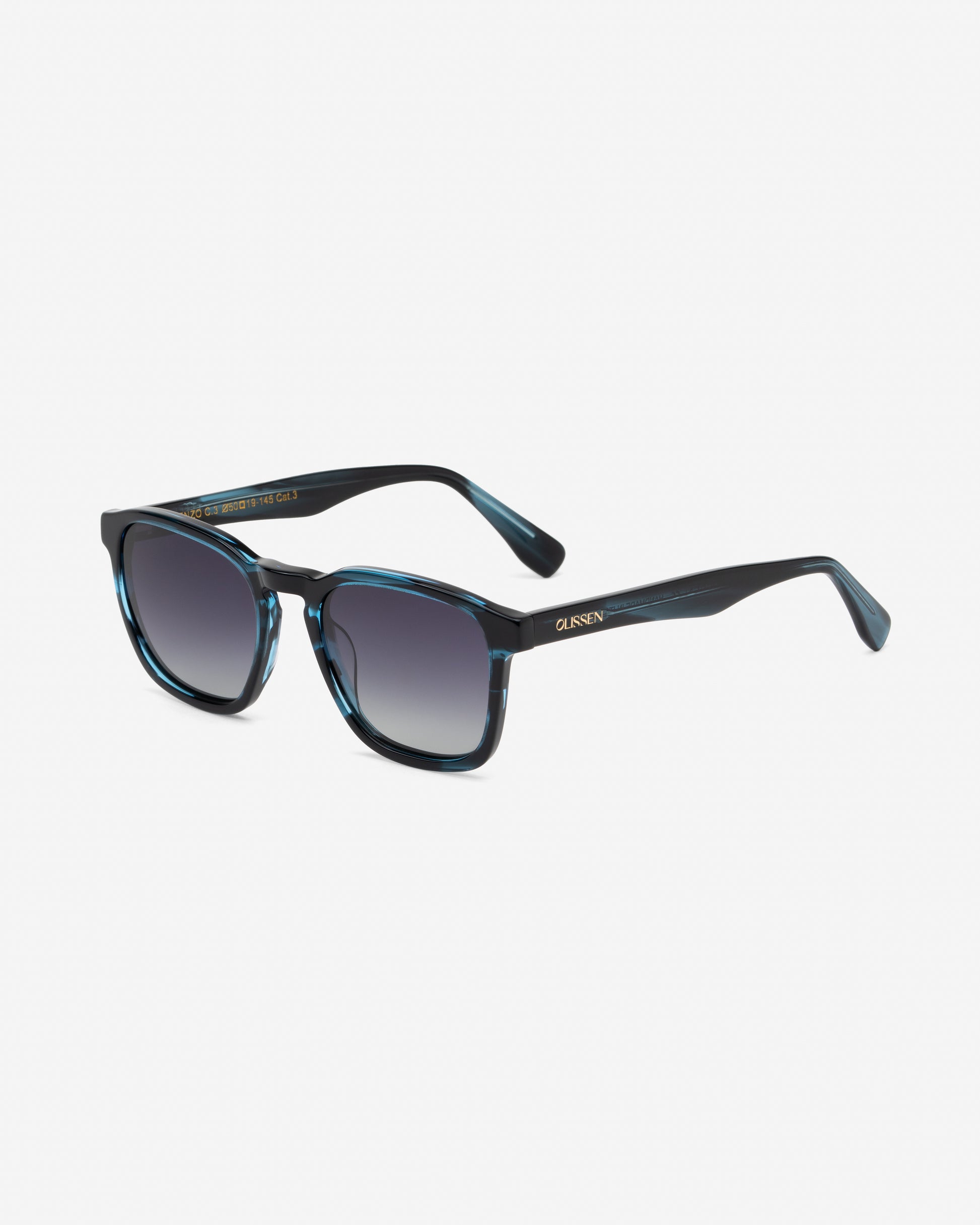 Enzo Blue Havana square sunglasses angled view