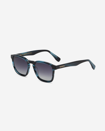 Enzo Blue Havana square sunglasses angled view