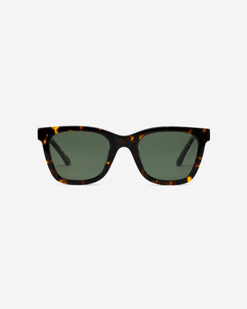 Falcon Brown Havana square sunglasses green lenses front view