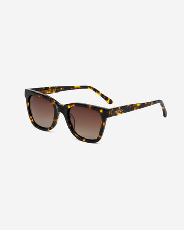 Falcon Brown Havana square gradient brown lenses sunglasses angled view