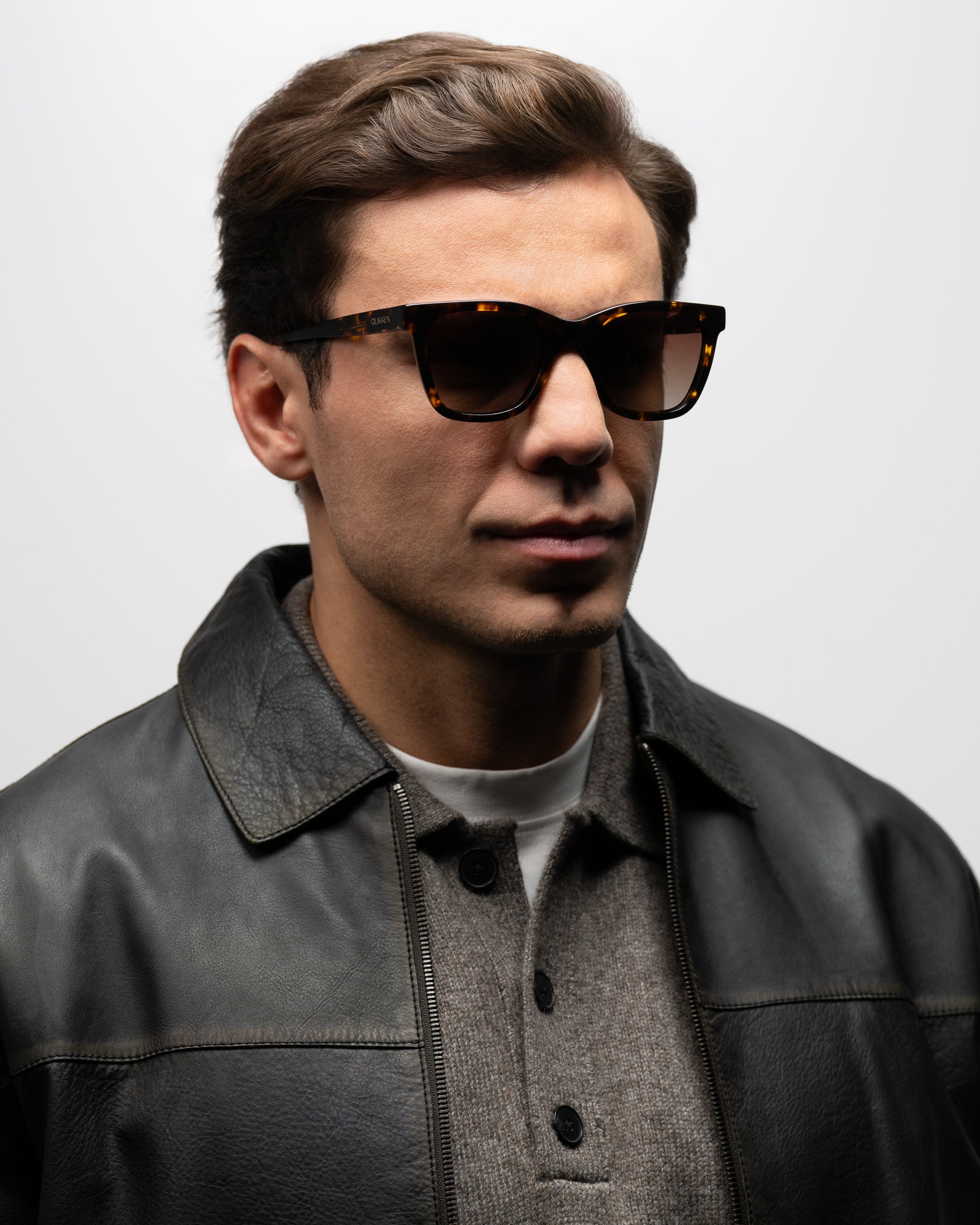 Falcon Brown Havana sunglasses gradient brown lenses man wearing