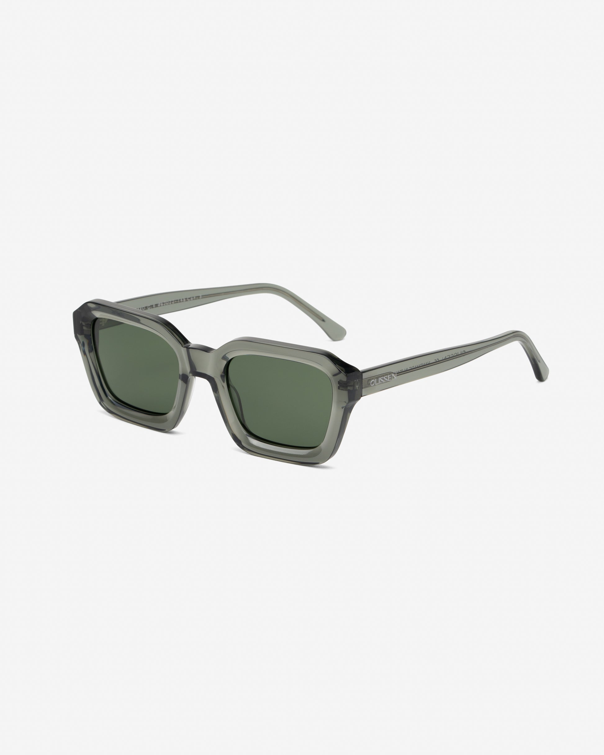 Montaro Transparent Grey rectangular acetate sunglasses angled view