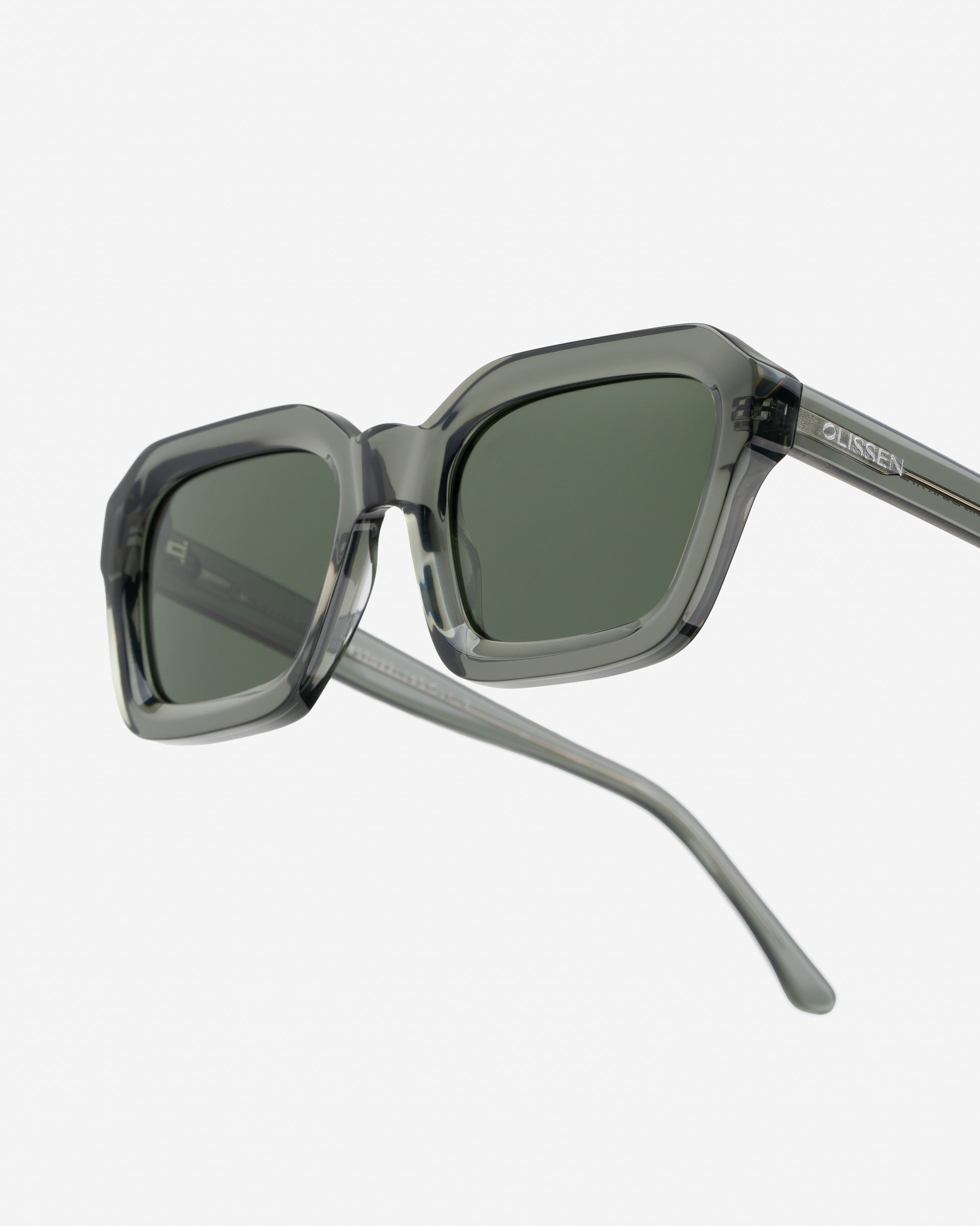 Montaro Transparent Grey rectangular sunglasses close up front
