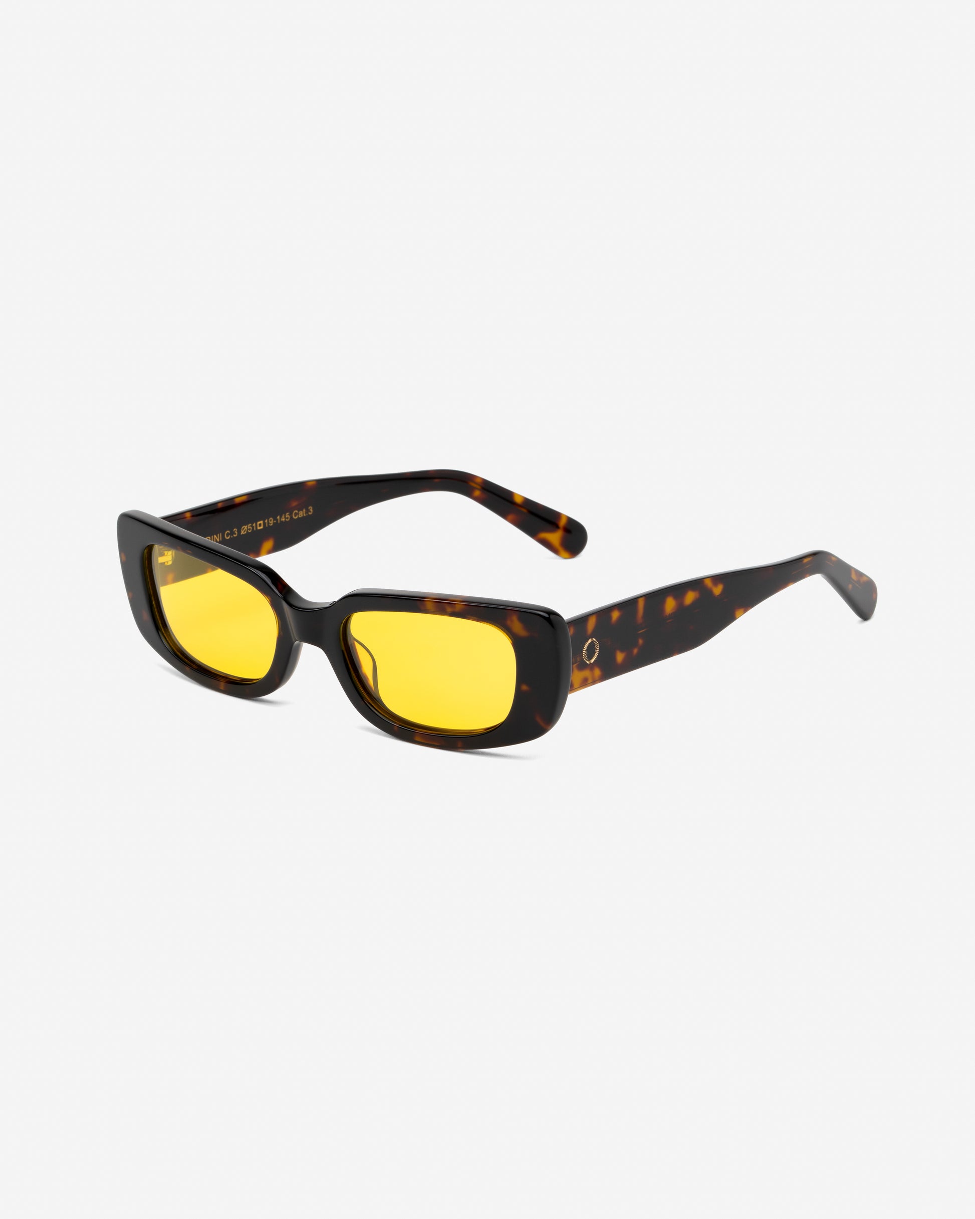 Trini Havana rectangular sunglasses yellow lenses angled view